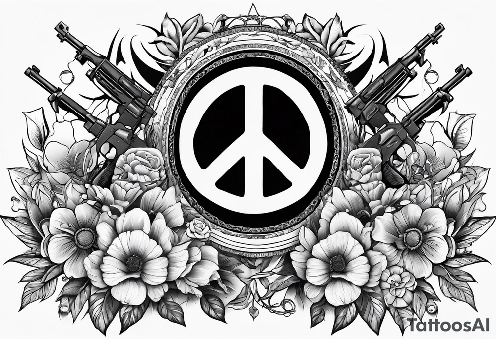 Anti war tattoo. Morphed. No peace sign, violence, flowers, rifles. tattoo idea