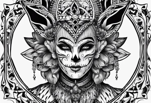 a classic arlequin engraving simple tattoo idea