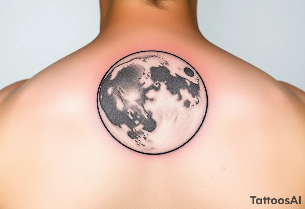 A fine line moon with the sun coming out behind it tattoo idea