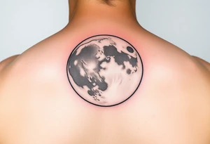A fine line moon with the sun coming out behind it tattoo idea
