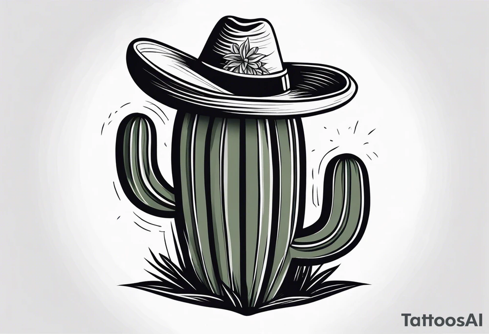wide Cactus wearing a sombrero black and grey tattoo idea wide Cactus wearing a sombrero black and grey tattoo idea