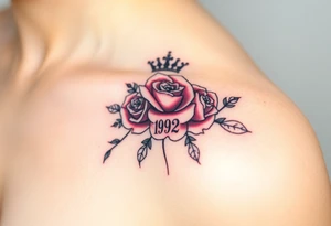 Roses with crown and 1982 tattoo idea