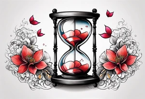 Hour glass, with falling petals tattoo idea