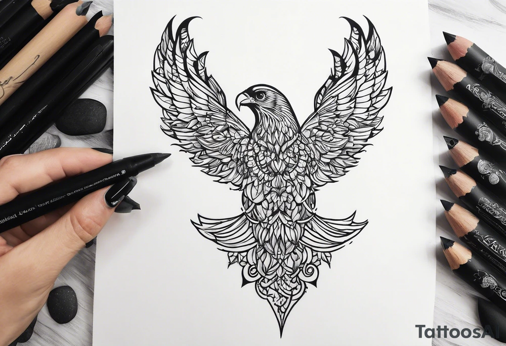 Quiero que hagas la caida de icaro entre torres y capillas, rodeado de aves y personas viendo desde las torres, usa detalles que le hagan ver mejor tattoo idea