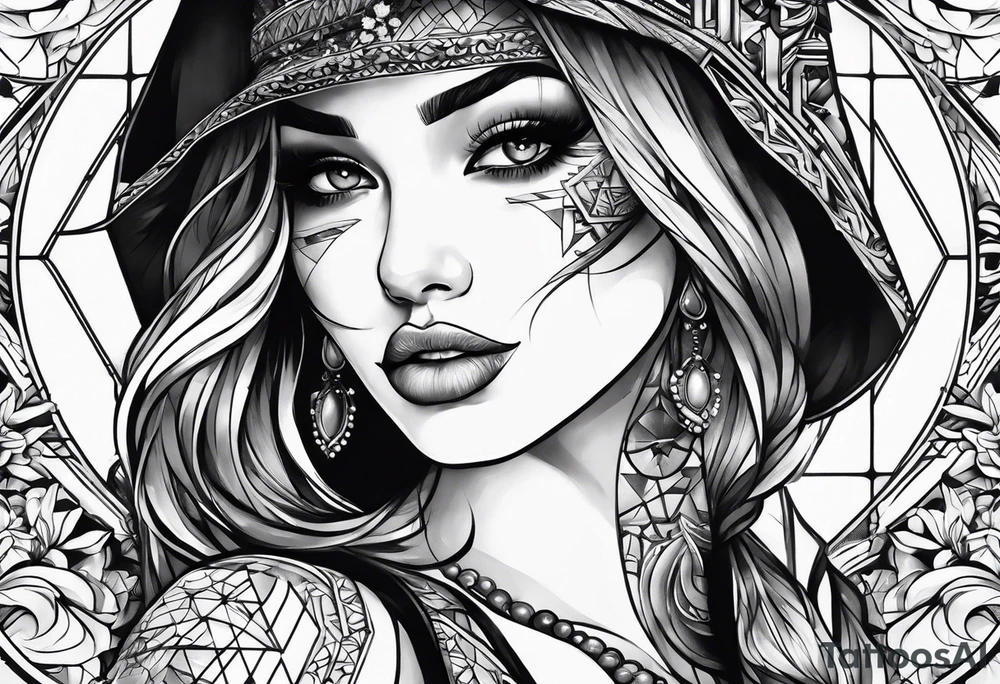 Girl with half a face tattoo idea