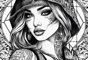 Girl with half a face tattoo idea