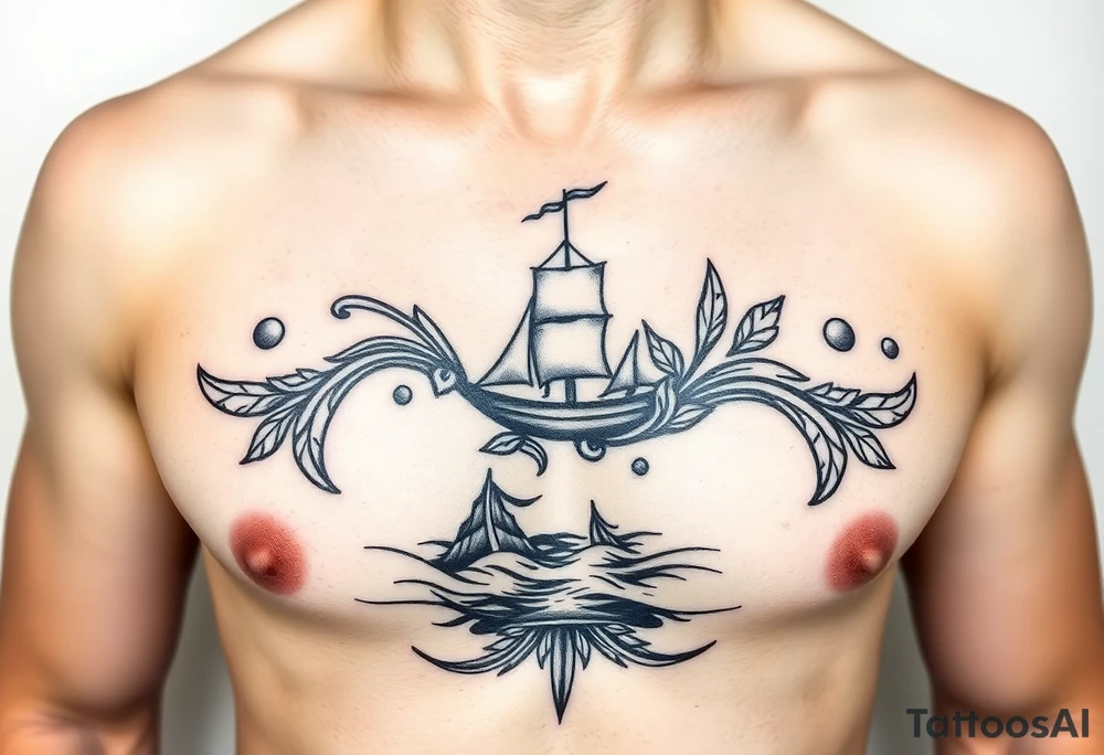 Polynesian tribal island boat tattoo tattoo idea