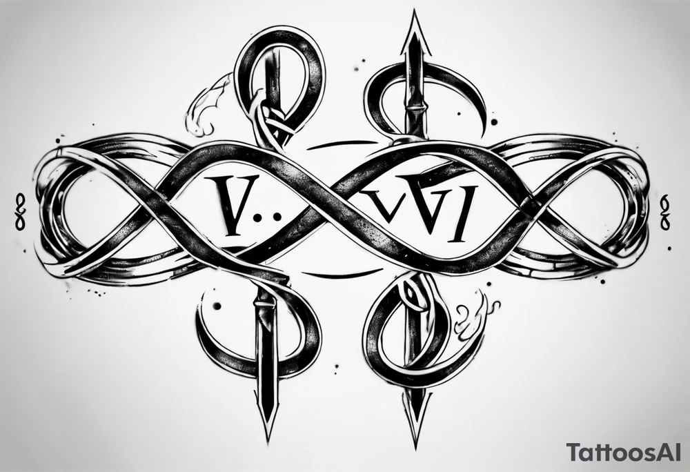 infinity loop with roman numeral IV on the line tattoo idea