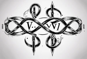 infinity loop with roman numeral IV on the line tattoo idea