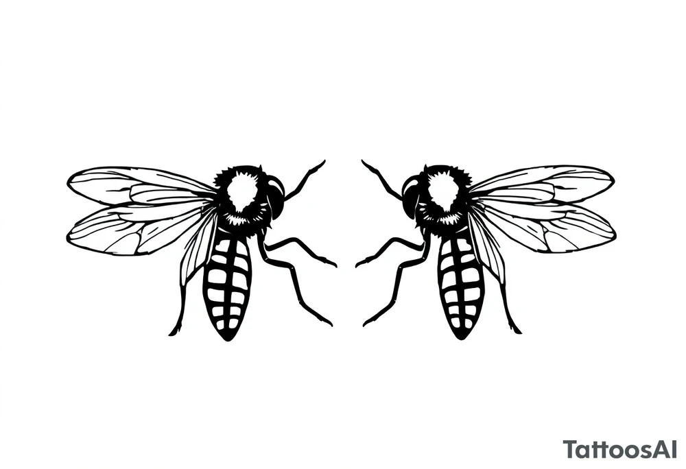 weird horse flies tattoo idea