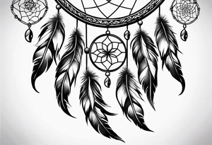 A black and white detailed dream catcher with a lot of shading tattoo idea