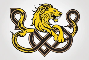 New school Scottish lion rampant with gadsden snake tattoo idea