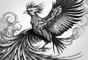 phoenix with extra long tail feathers and a long neck tattoo idea