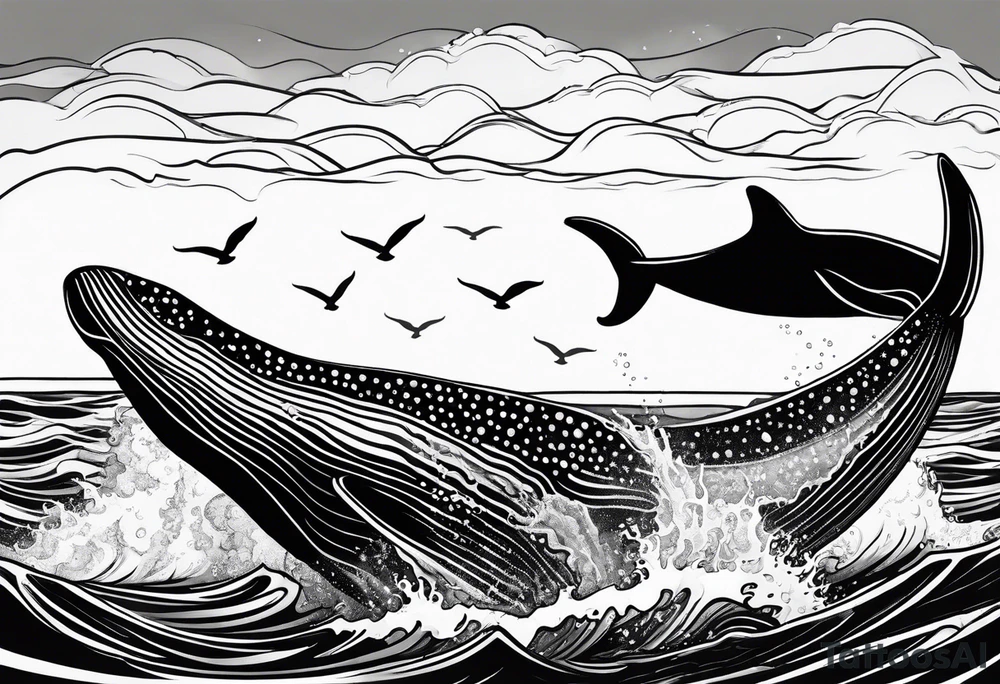 Humpback whale tail sticking out of ocean tattoo idea Humpback whale tail sticking out of ocean tattoo idea