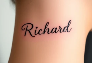 The name Richard in pretty handwriting with a heart for the dot on the i on my neck tattoo idea