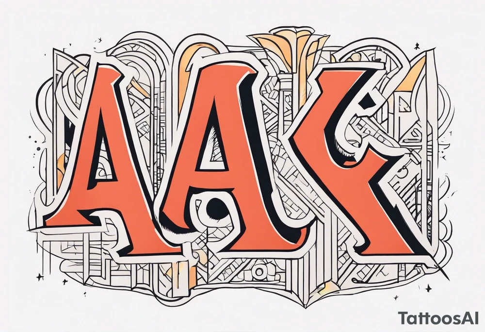 The letters AR together with the words always ready going down the side of the letters tattoo idea