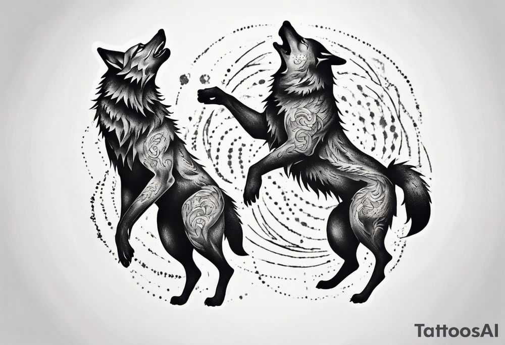 two wolves dancing tattoo idea