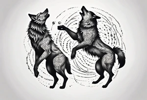 two wolves dancing tattoo idea