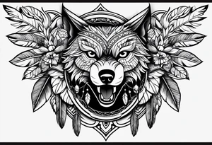 full sleeve with owl, wolf, beaver, and dream catcher tattoo idea