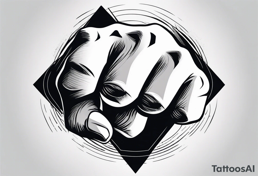 A clenched fist on the back using negative space techniques tattoo idea A clenched fist on the back using negative space techniques tattoo idea