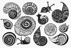 Variety of snails flash sheet tattoo idea