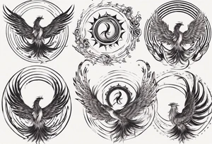 Phoenix rising in circles tattoo idea
