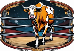 cow in a wrestling ring tattoo idea