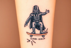 Darth Vader skateboarding > bullets > in loving memory > colors
add words "Darth Carter" to skateboard
add date 12/29/88-01/06/24 tattoo idea