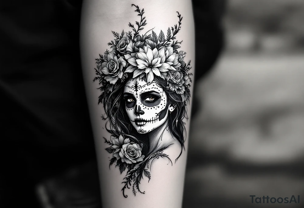 Dia de muertos portrait tattoo tattoo idea