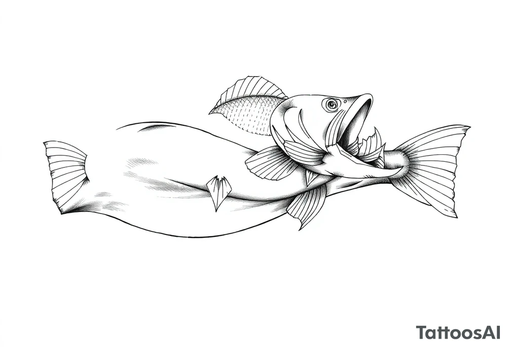 Fish swallowing arm tattoo idea