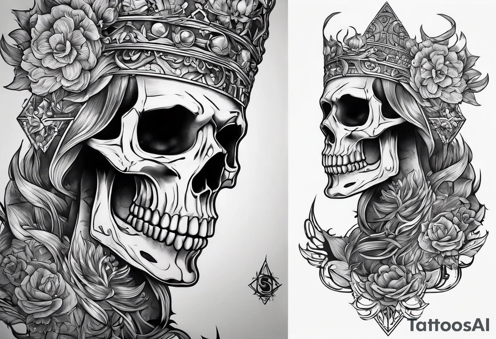 creepy satanic skeleton tattoo idea