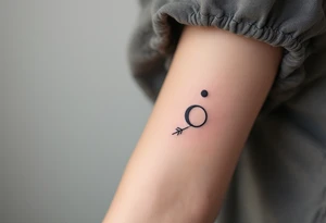 A comma with a dot above it, with an flowing arrow around tattoo idea