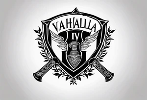 Valhalla shield sword 
axe step tattoo idea