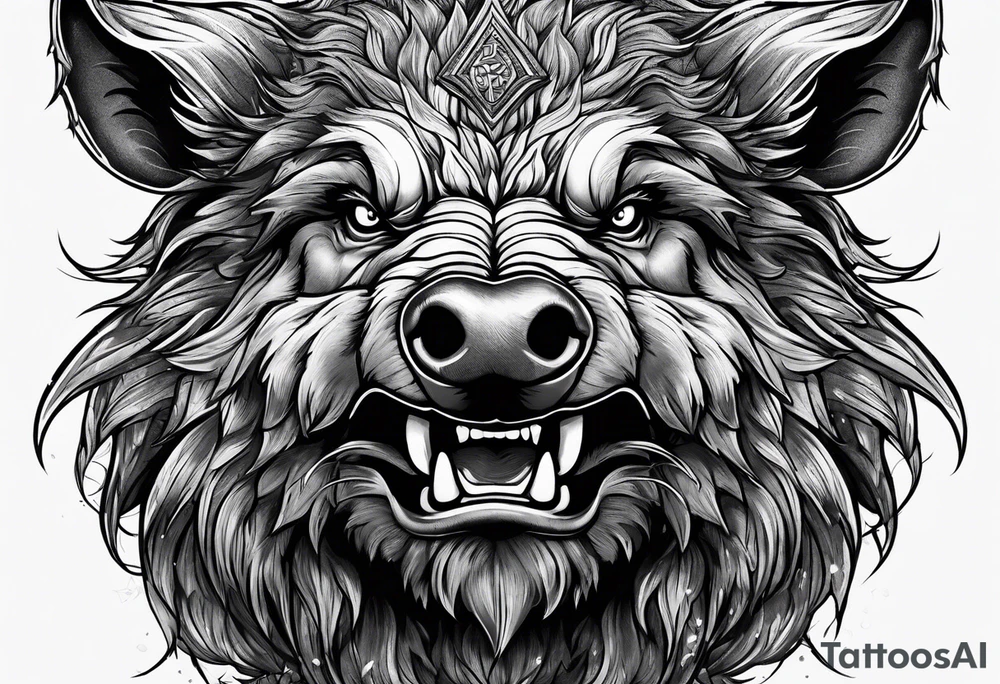 face angry boar tattoo idea