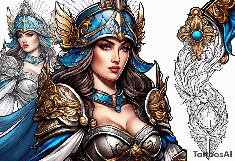 woman saint in armor tattoo idea