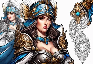woman saint in armor tattoo idea