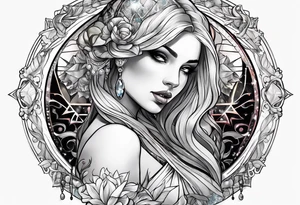 woman holding crystal ball tattoo idea