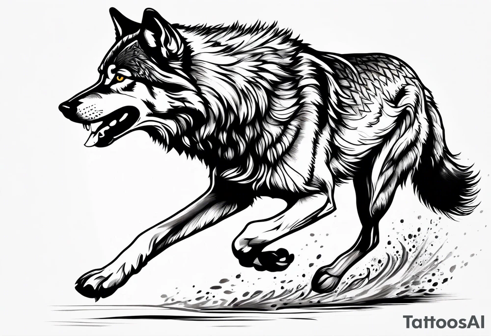 Wolf running tattoo idea