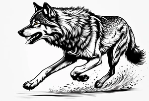 Wolf running tattoo idea