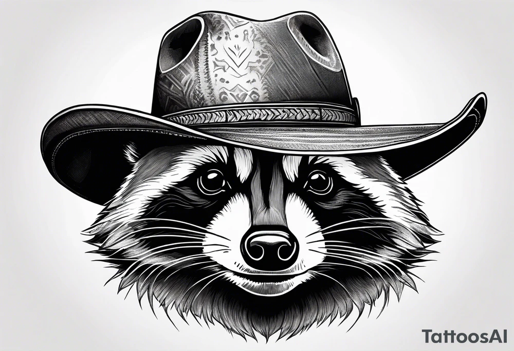 Resilient raccoon in cowboy hat tattoo idea