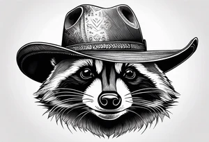 Resilient raccoon in cowboy hat tattoo idea