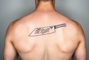 geometric fine line tattoo of a japanese chefs knife with visual representation of the 5 tastes tattoo idea
