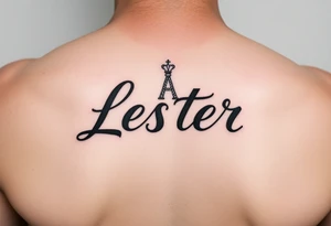 Lester with a crown in cursive tattoo idea