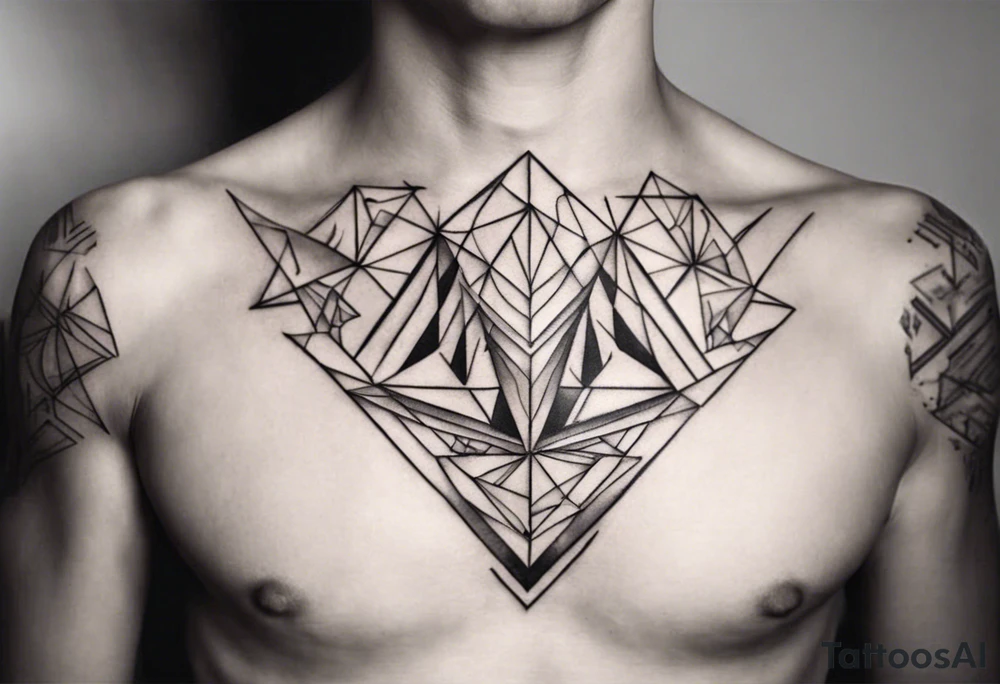 Geometric tattoo on full chest tattoo idea