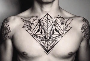 Geometric tattoo on full chest tattoo idea