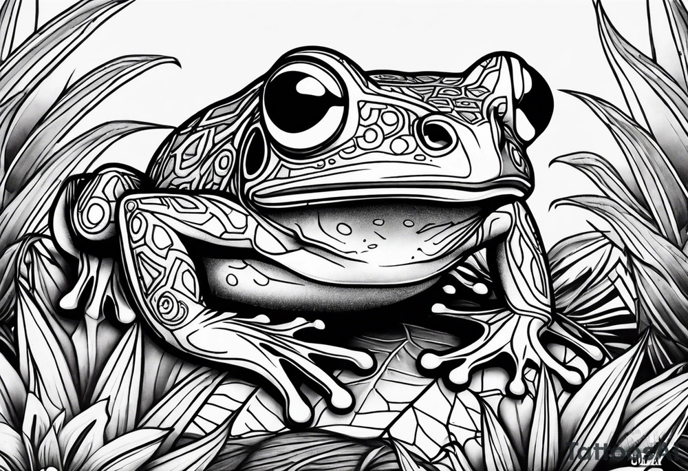 a psychedelic frog tattoo idea