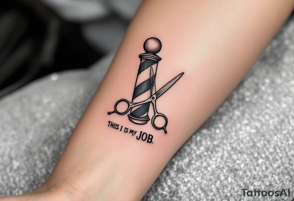 Barber pole with Scissors 
THIS IS MY JOB tattoo idea