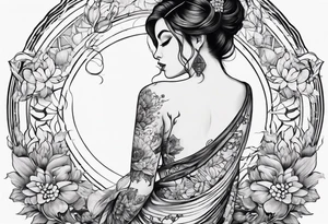 simple tattoo of full body girl comfortably floating above water tattoo idea