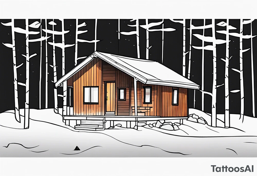 small cabin in the woods tattoo idea