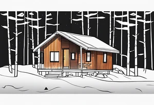 small cabin in the woods tattoo idea